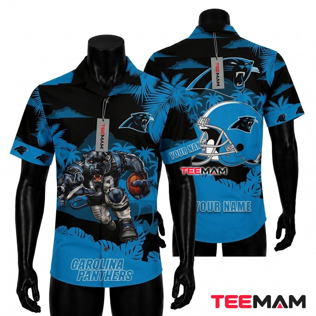 Carolina Panthers Aloha Shirt Mascot Helmet Front