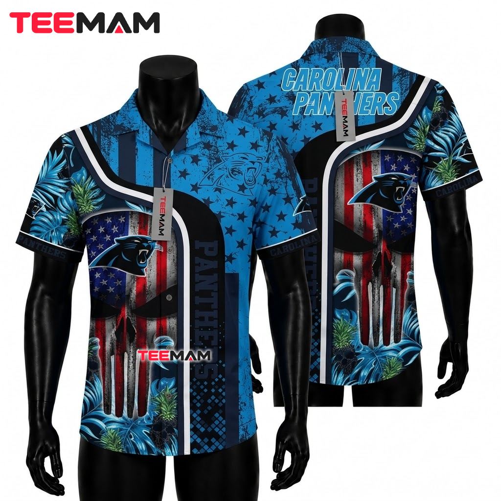 Carolina Panthers Hawaiian Shirt Punisher Flag Front