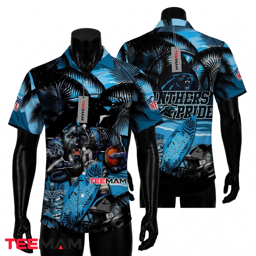 Carolina Panthers Hawaiian Shirt Tiki Mascot Front