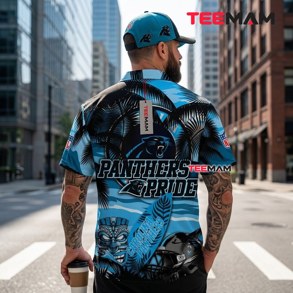 Carolina Panthers Hawaiian Shirt Tiki Mascot Version 3 Carolina Panthers Hawaiian Shirt Tiki Mascot Version 3