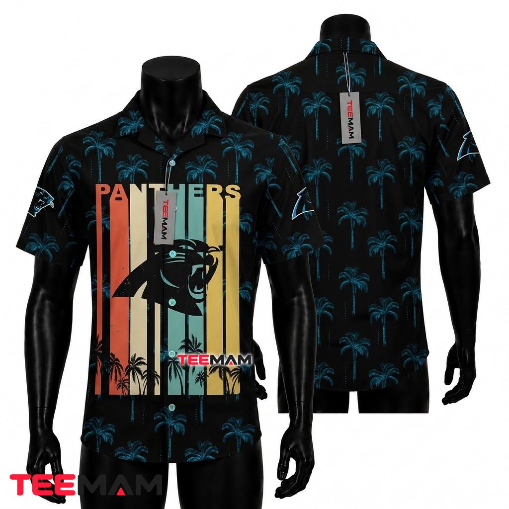 Carolina Panthers Aloha Shirt Monstera Floral