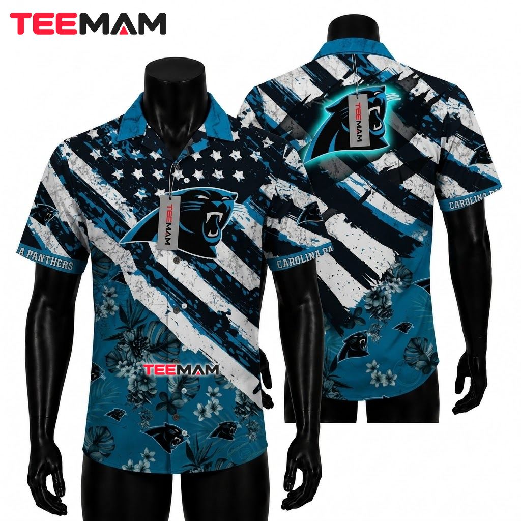 Carolina Panthers Tropical Shirt American Flag Front