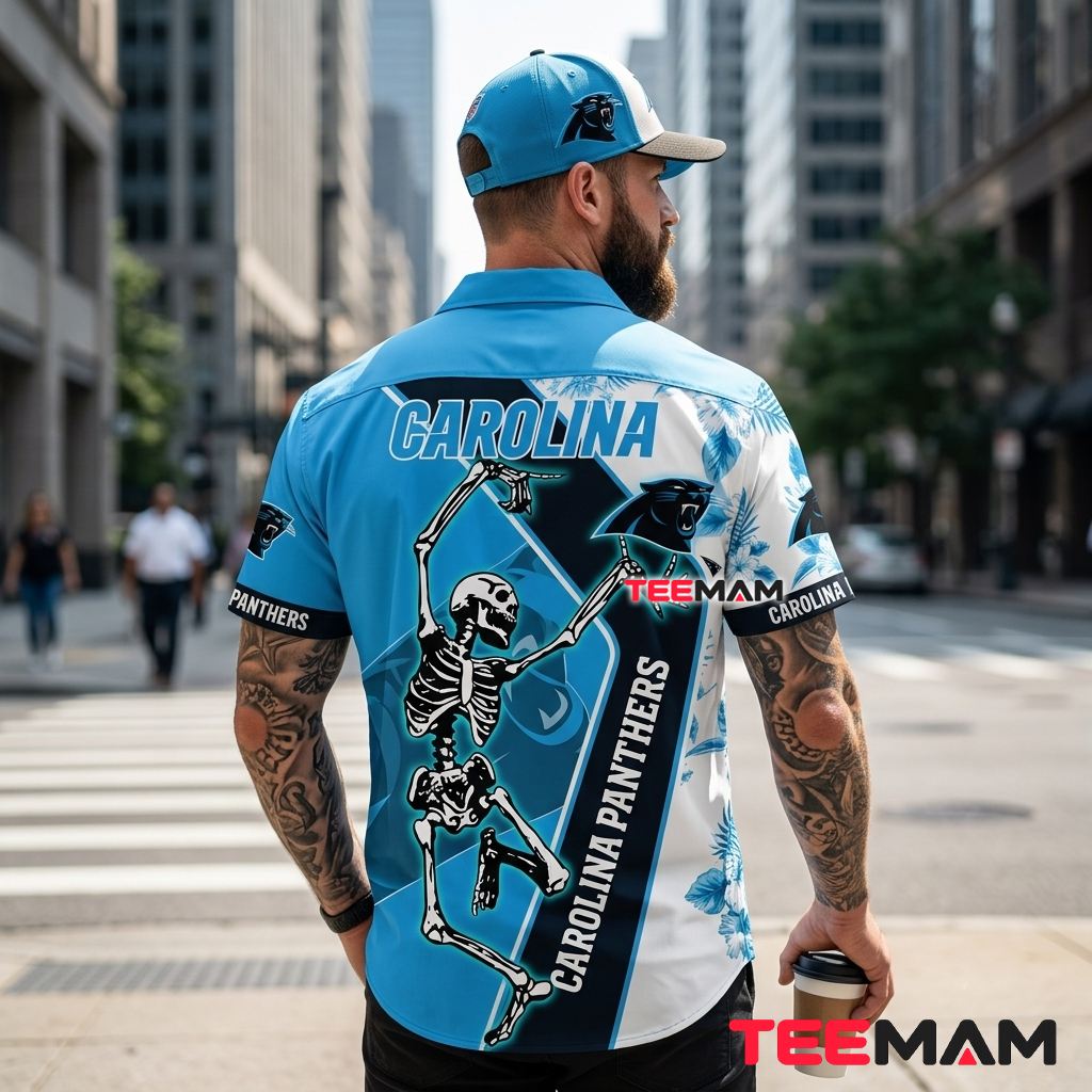 Carolina Panthers Tropical Shirt Dancing Skeleton Version 3 Carolina Panthers Tropical Shirt Dancing Skeleton Version 3
