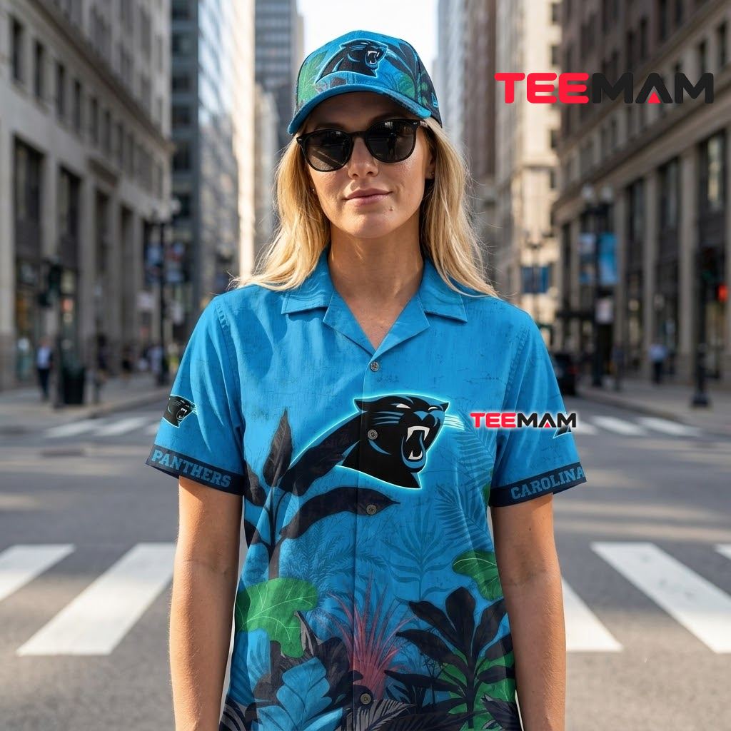 Carolina Panthers Tropical Shirt Tropical Leaves Back Carolina Panthers Tropical Shirt Tropical Leaves Back