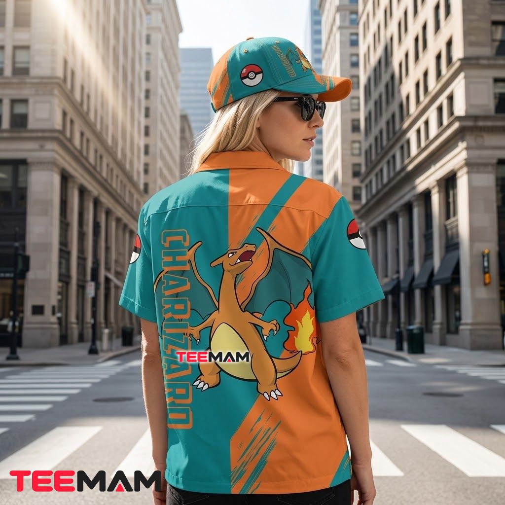 Charizard Pokemon Hawaiian Shirt Fire Dragon Print Version 3 Charizard Pokemon Hawaiian Shirt Fire Dragon Print Version 3