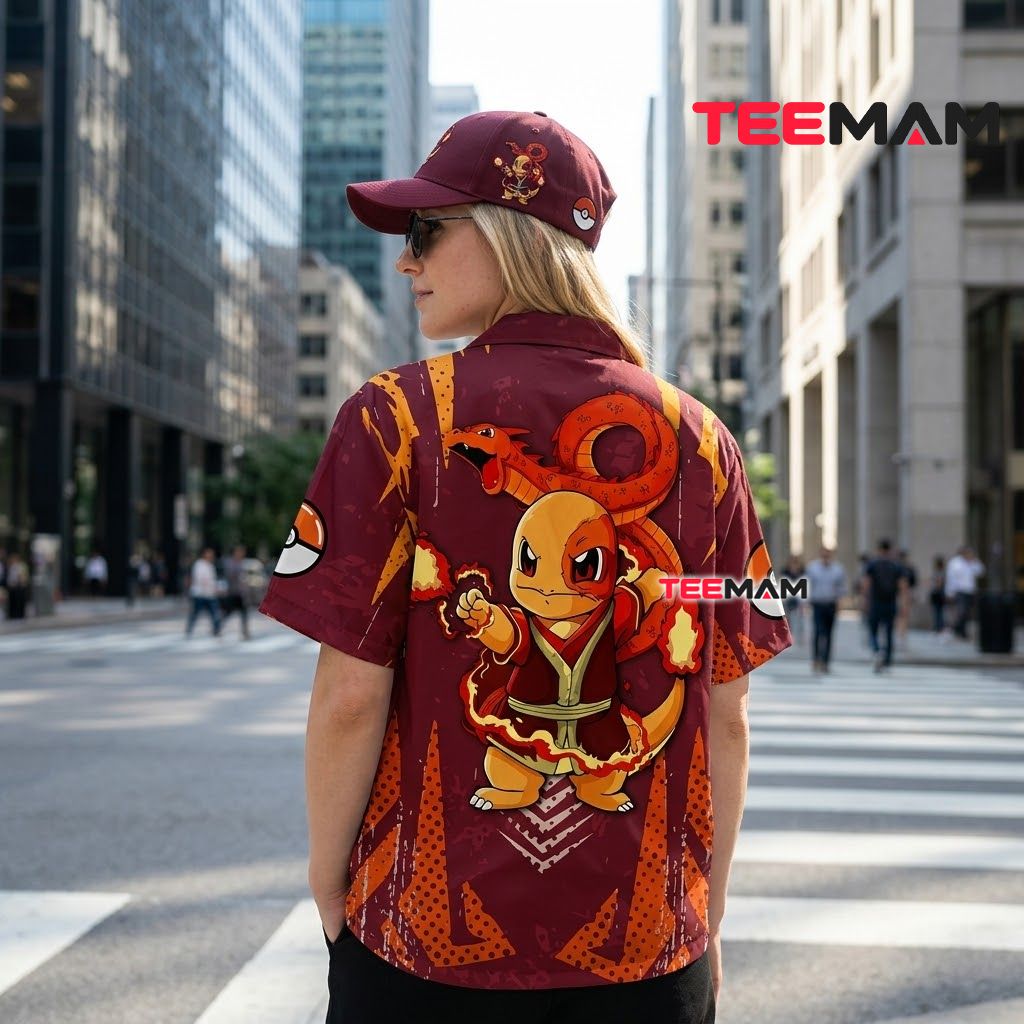 Charmander Pokemon Hawaiian Shirt Fire Flame Maroon Version 3 Charmander Pokemon Hawaiian Shirt Fire Flame Maroon Version 3