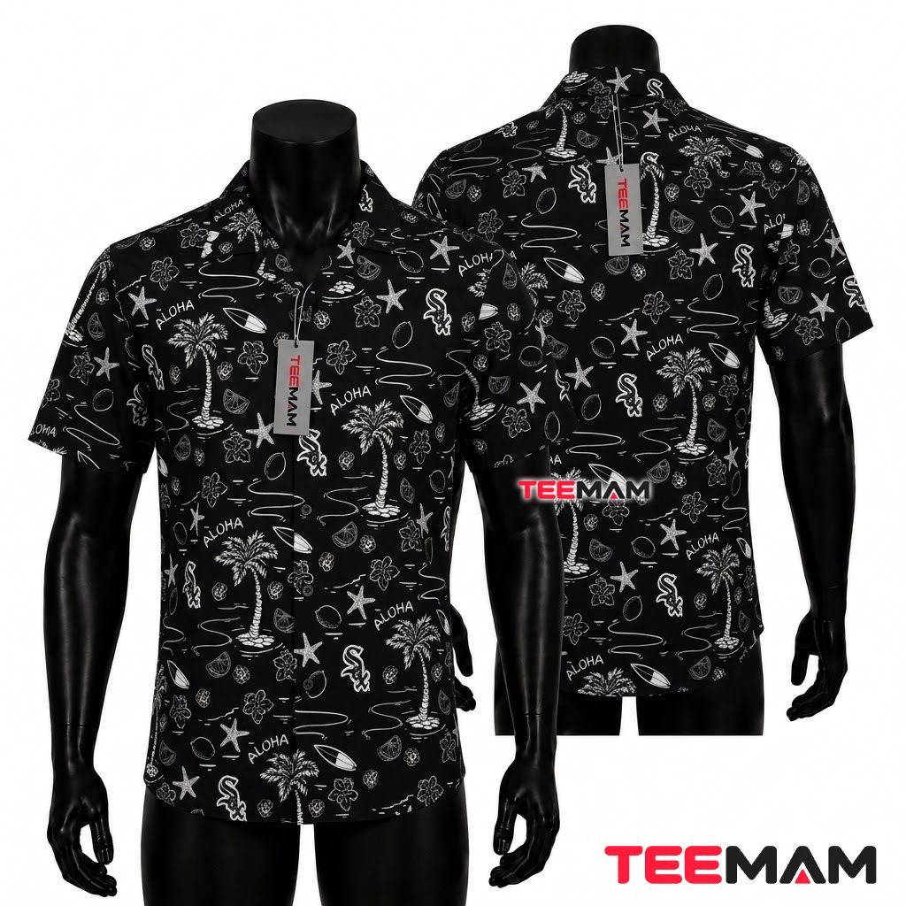 Chicago White Sox Aloha Shirt Black Front