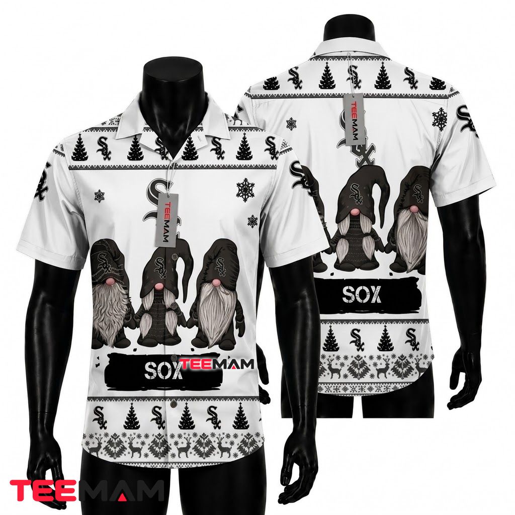 Chicago White Sox Button Up Shirt Christmas Gnome Front