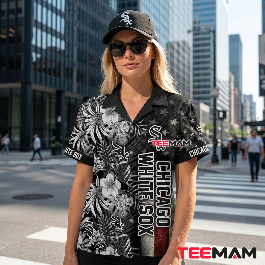 Chicago White Sox Hawaiian Shirt American Flag Back Chicago White Sox Hawaiian Shirt American Flag Back