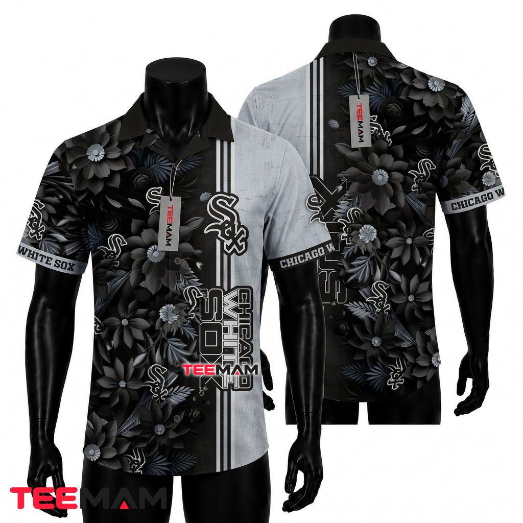 Chicago White Sox Hawaiian Shirt Dark Blooms Front