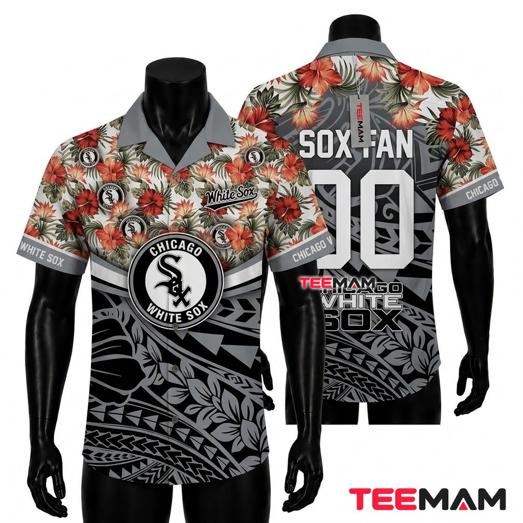 Chicago White Sox Hawaiian Shirt Floral Polynesian Front