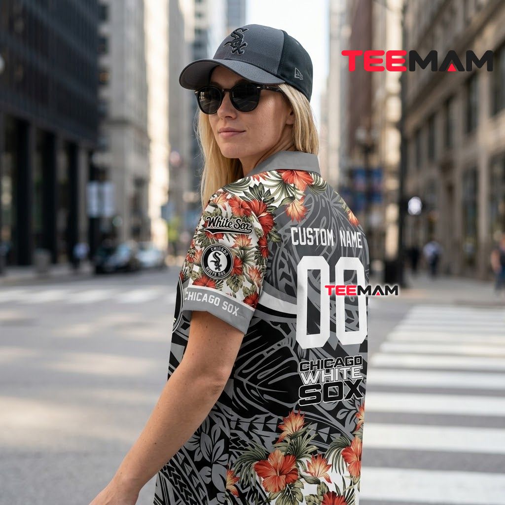 Chicago White Sox Hawaiian Shirt Floral Polynesian Back Chicago White Sox Hawaiian Shirt Floral Polynesian Back