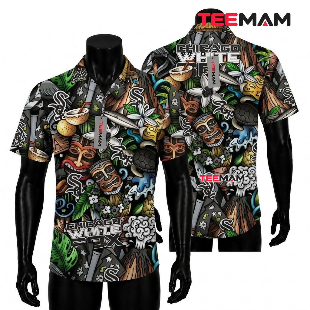 Chicago White Sox Hawaiian Shirt Tiki Volcano Front