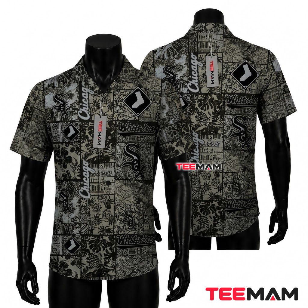 Chicago White Sox Hawaiian Shirt Vintage Patchwork Front