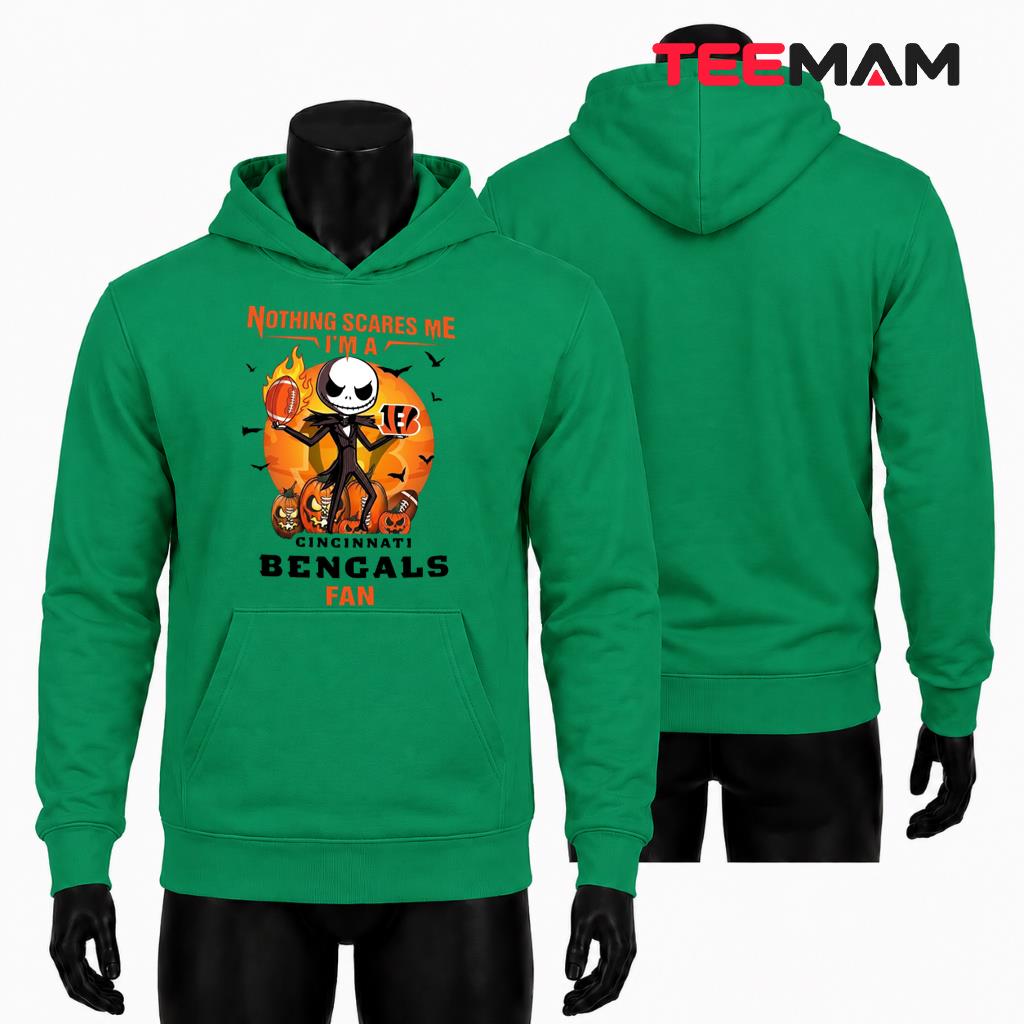 Cincinnati Bengals Fan Halloween Hoodie Jack Skellington Cincinnati Bengals Fan Halloween Hoodie Jack Skellington