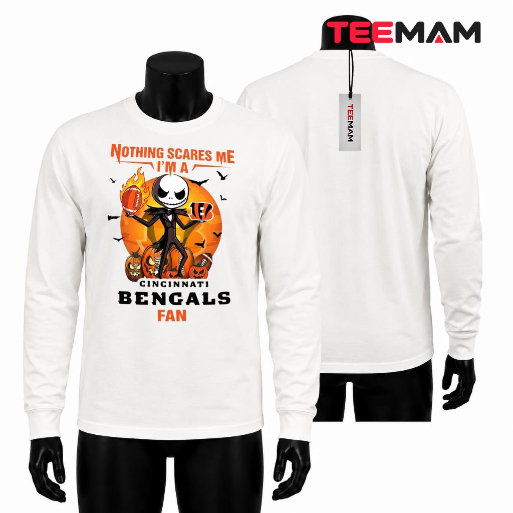 Cincinnati Bengals Fan Halloween Long Sleeve Jack Skellington Cincinnati Bengals Fan Halloween Long Sleeve Jack Skellington