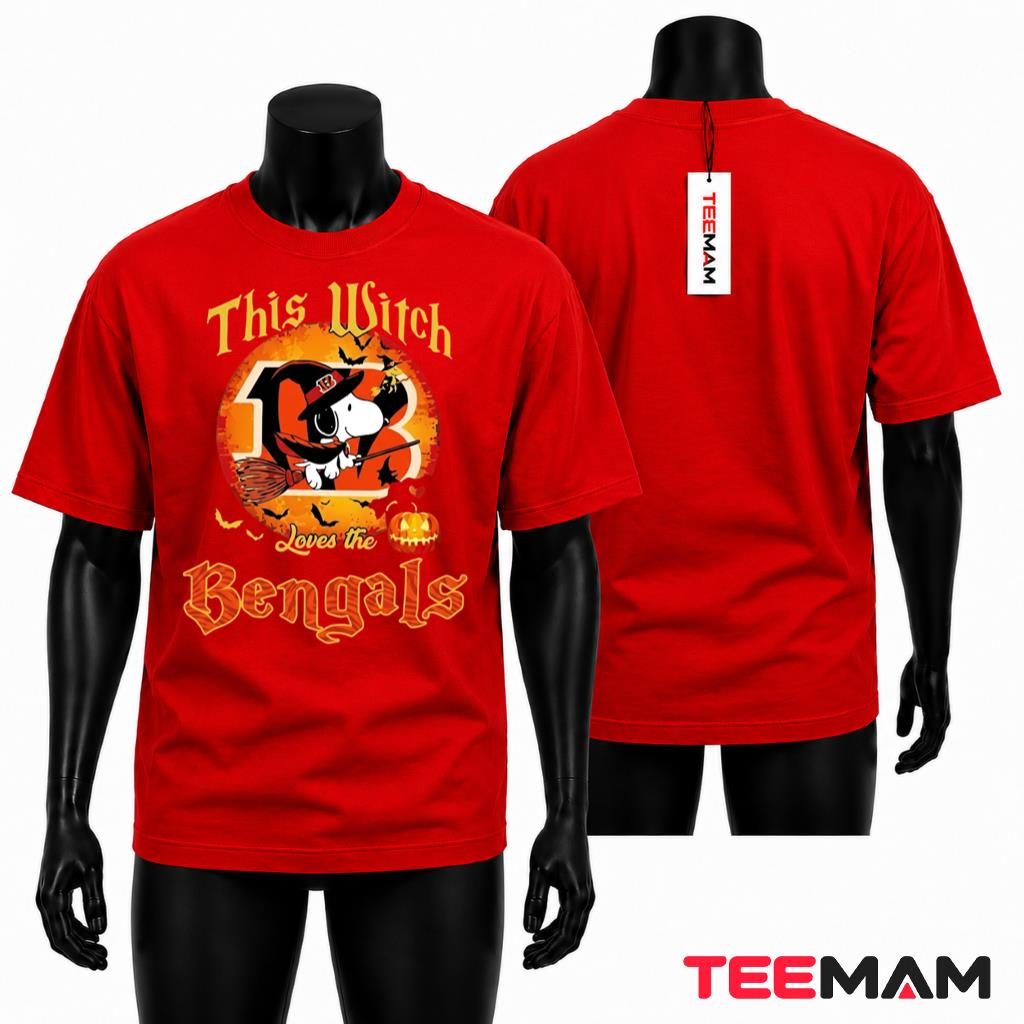 Cincinnati Bengals Halloween T-Shirt Witch Snoopy Broom