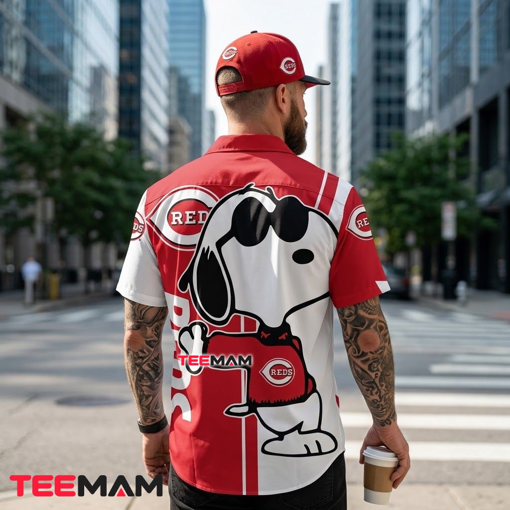 Cincinnati Reds Button Up Shirt Snoopy Characters Version 3 Cincinnati Reds Button Up Shirt Snoopy Characters Version 3