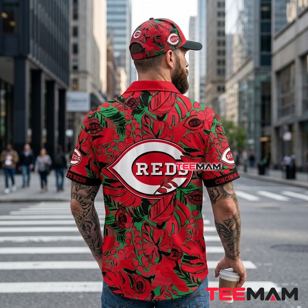 Cincinnati Reds Hawaiian Shirt Botanical Berry Green Leaf Version 3 Cincinnati Reds Hawaiian Shirt Botanical Berry Green Leaf Version 3