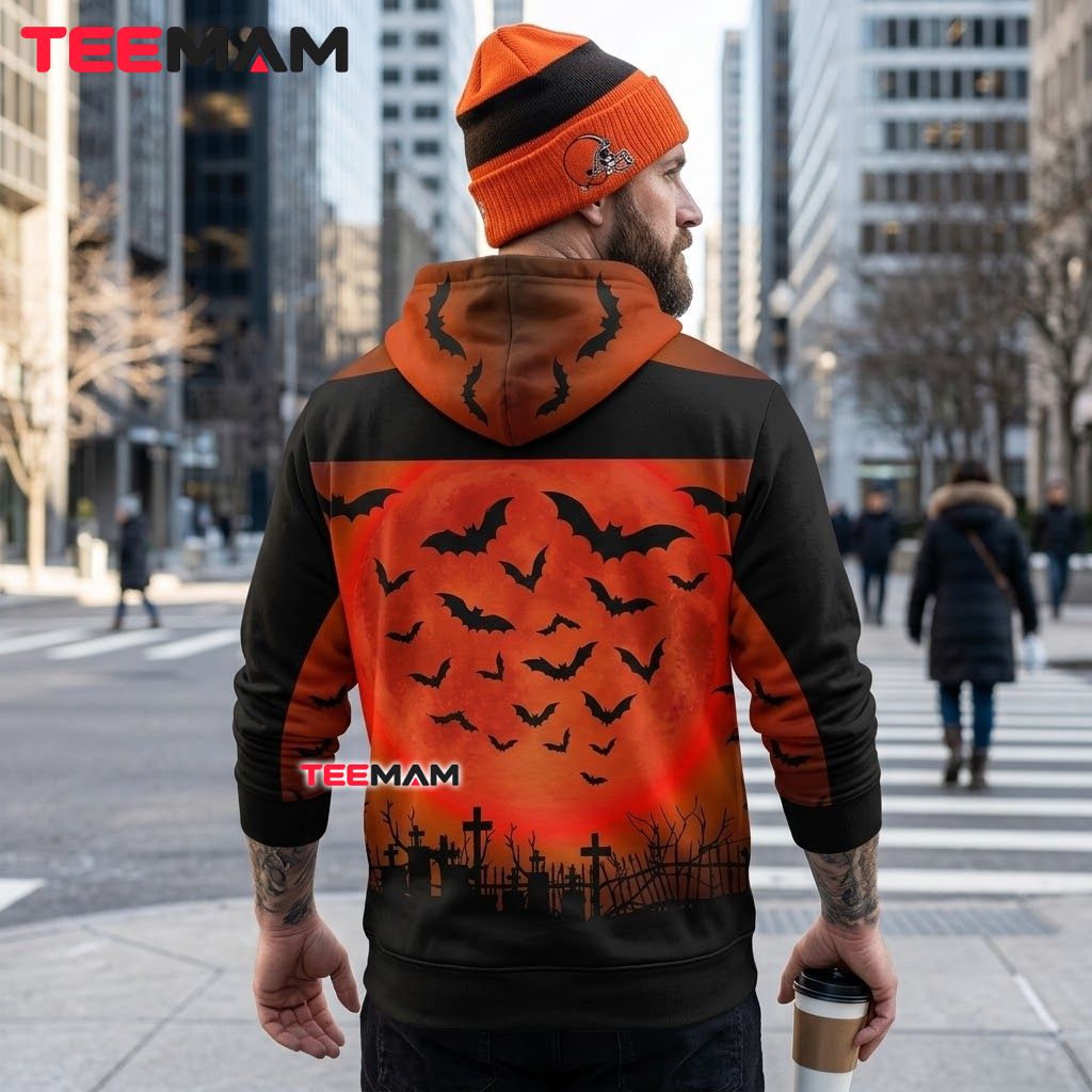 Cleveland Browns 3D Hoodie Halloween Full Moon Graveyard Version 3 Cleveland Browns 3D Hoodie Halloween Full Moon Graveyard Version 3