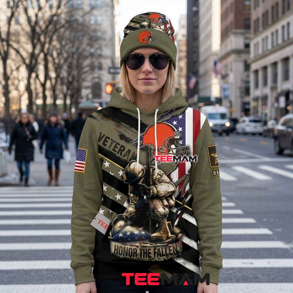 Cleveland Browns 3D Hoodie Honor The Fallen Veteran Soldier Back Cleveland Browns 3D Hoodie Honor The Fallen Veteran Soldier Back