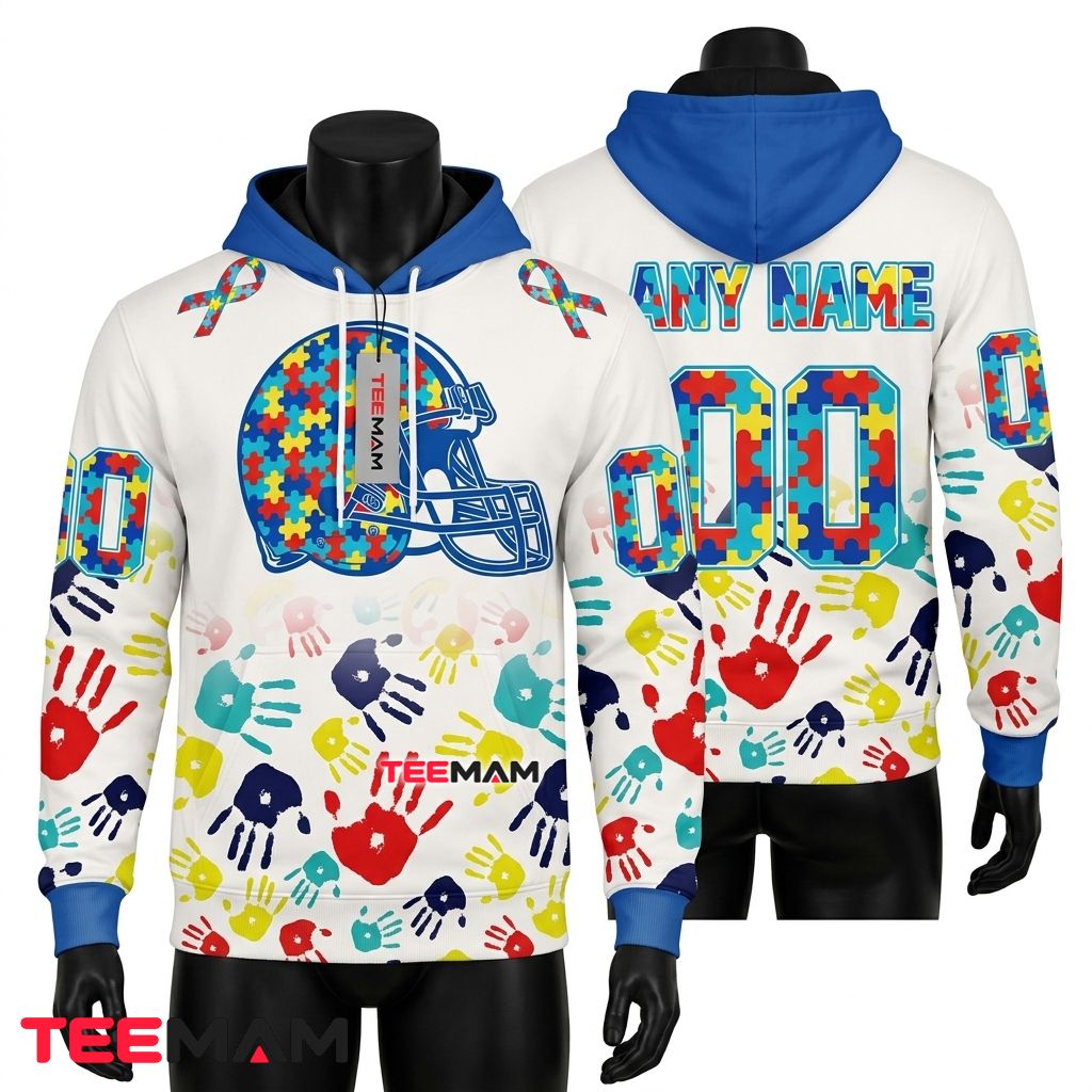 Cleveland Browns 3D Hoodie Support Autism Awareness Front