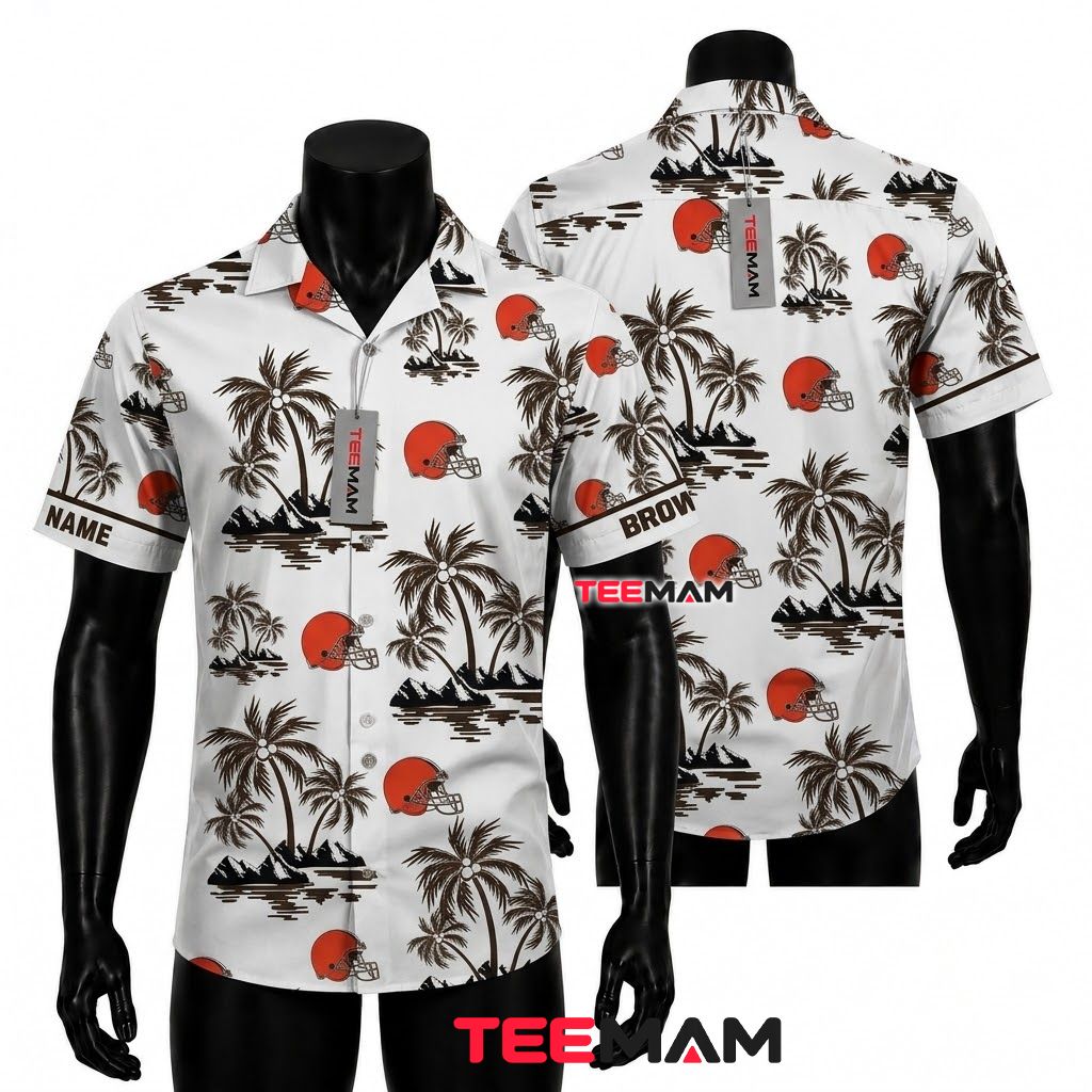Cleveland Browns Aloha Shirt Custom Palm Island Front