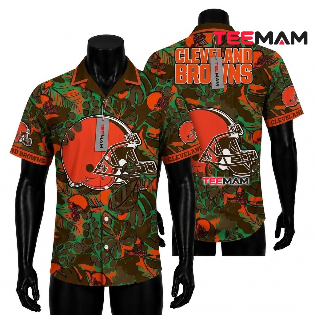 Cleveland Browns Aloha Shirt Golden Monstera Cleveland Browns Aloha Shirt Golden Monstera