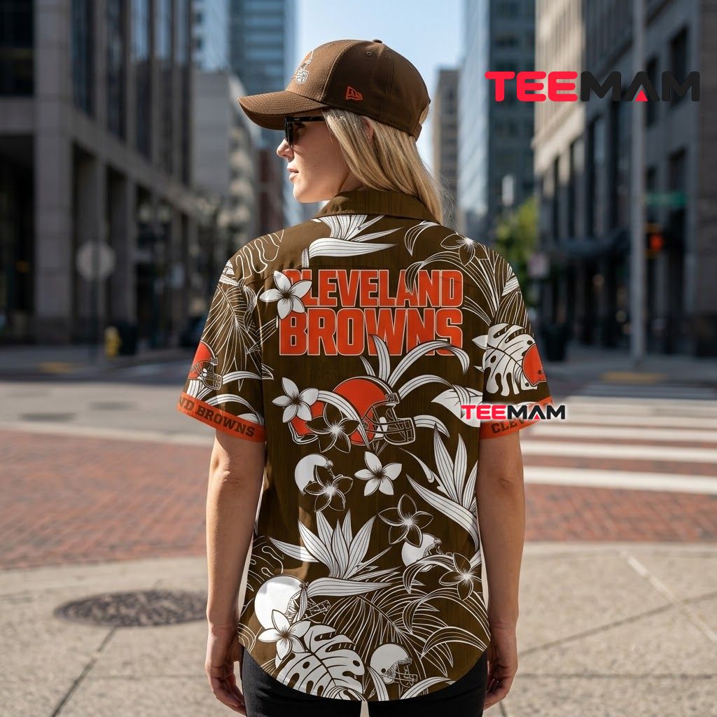 Cleveland Browns Aloha Shirt Plumeria Sketch Version 3 Cleveland Browns Aloha Shirt Plumeria Sketch Version 3