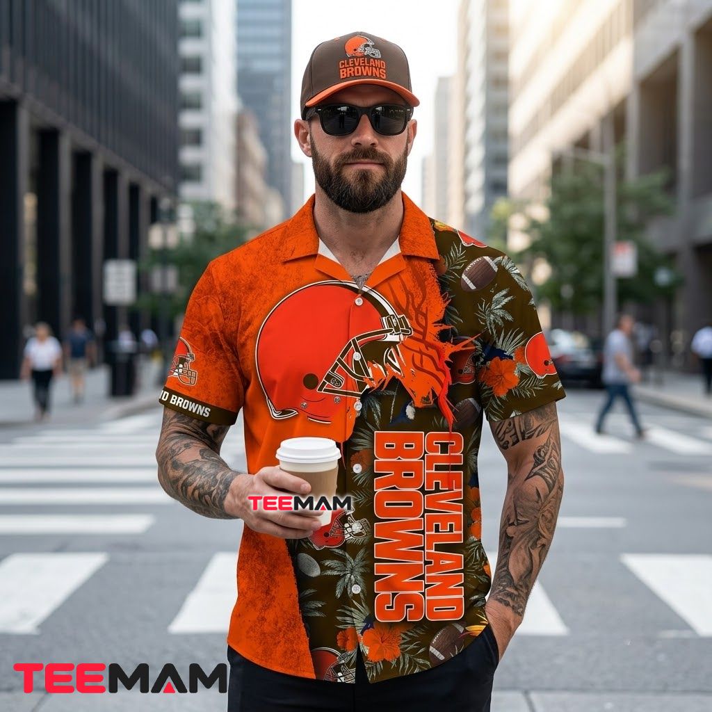 Cleveland Browns Button Up Shirt Bold Orange Back Cleveland Browns Button Up Shirt Bold Orange Back