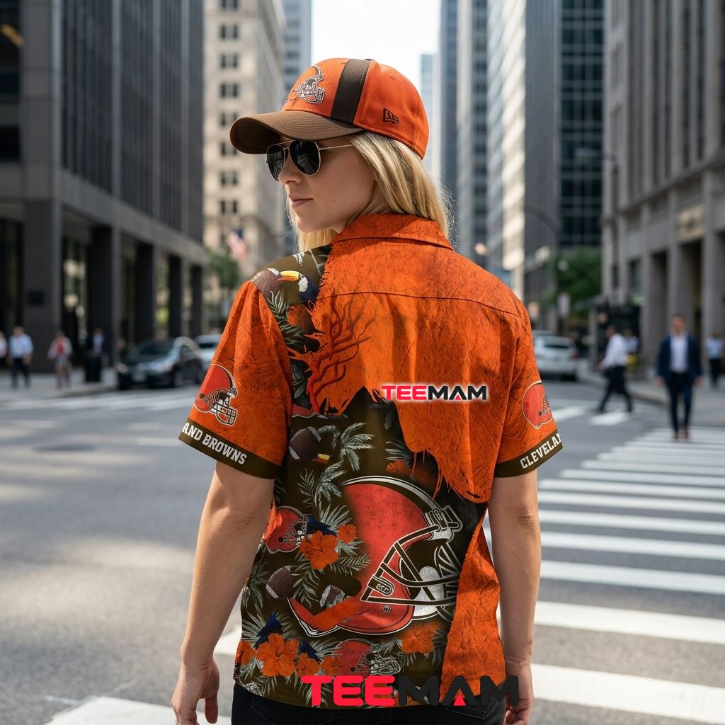 Cleveland Browns Button Up Shirt Bold Orange Version 3 Cleveland Browns Button Up Shirt Bold Orange Version 3