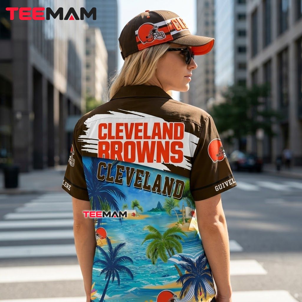 Cleveland Browns Button Up Shirt Custom Ocean Scenery Version 3 Cleveland Browns Button Up Shirt Custom Ocean Scenery Version 3