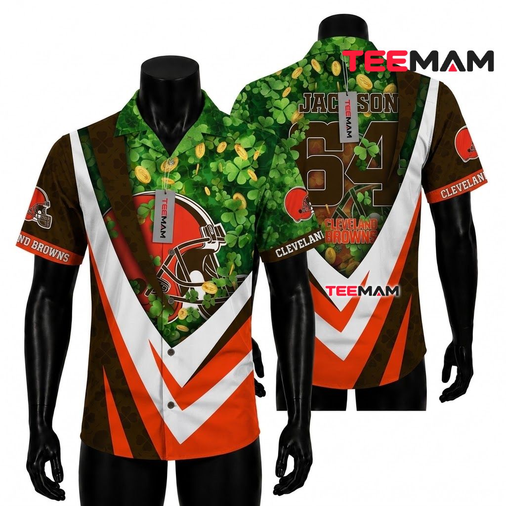 Cleveland Browns Button Up Shirt Custom St. Patrick Front