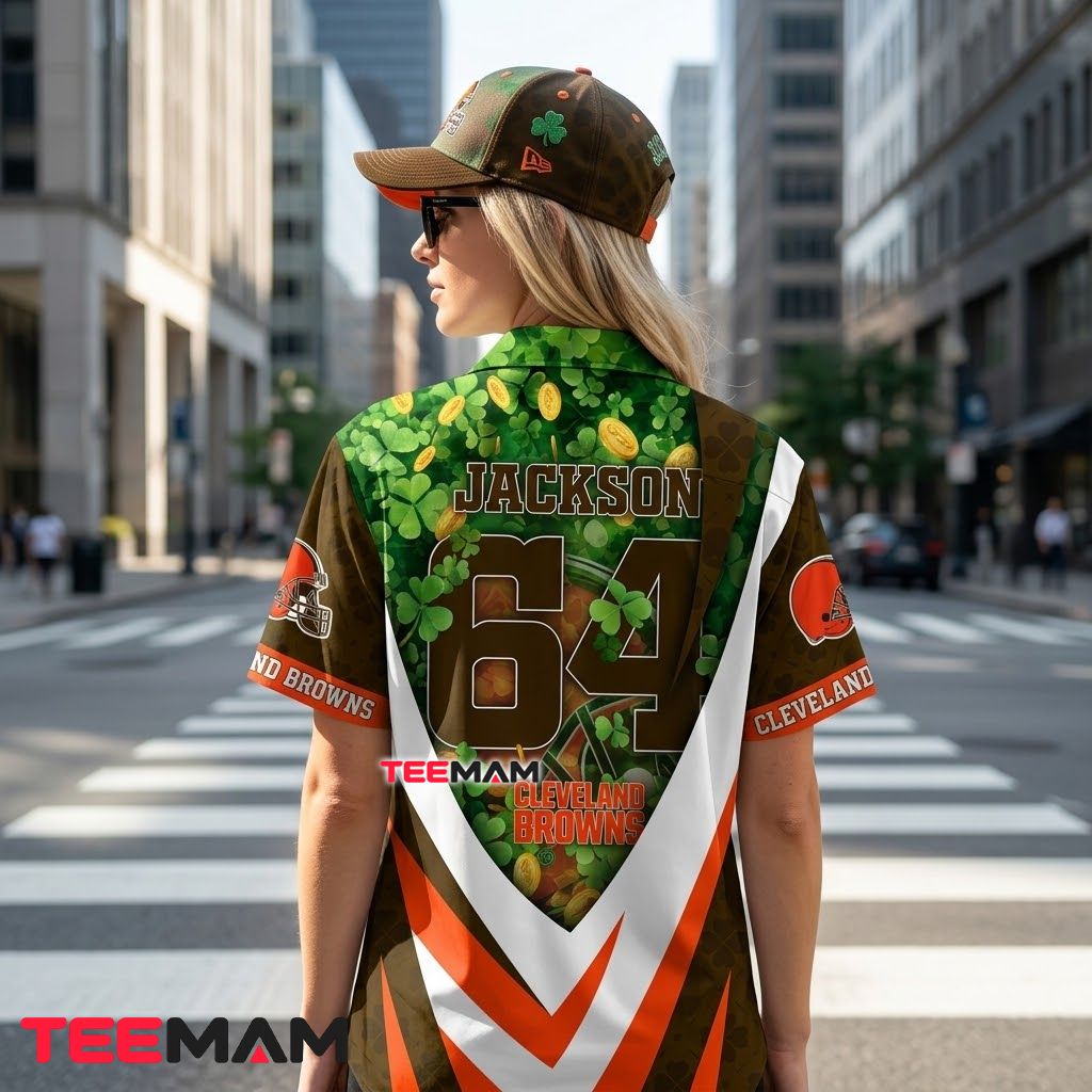 Cleveland Browns Button Up Shirt Custom St. Patrick Version 3 Cleveland Browns Button Up Shirt Custom St. Patrick Version 3