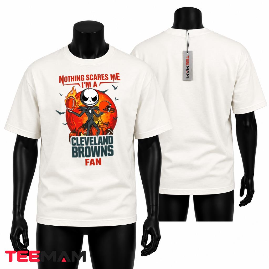Cleveland Browns Fan Halloween T-Shirt Jack Skellington