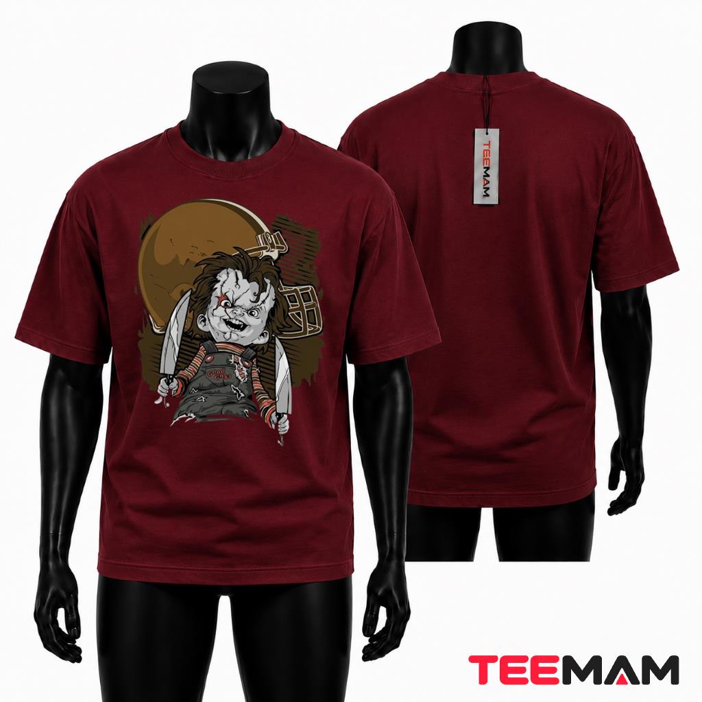 Cleveland Browns Halloween T-Shirt Chucky Horror Knife