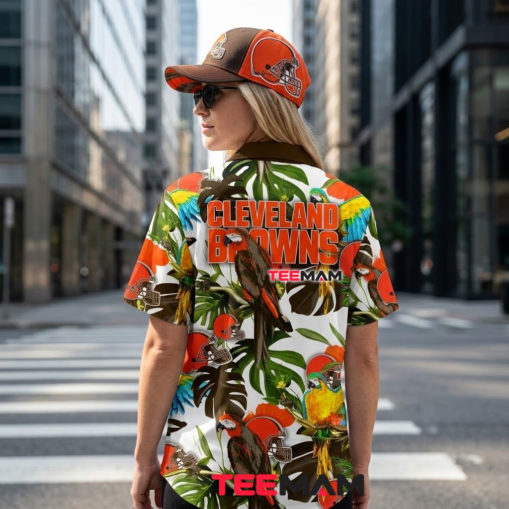 Cleveland Browns Hawaiian Shirt Colorful Parrot Version 3 Cleveland Browns Hawaiian Shirt Colorful Parrot Version 3