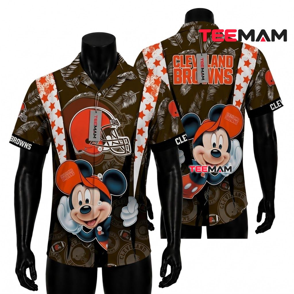 Cleveland Browns Hawaiian Shirt Mickey Mouse Front