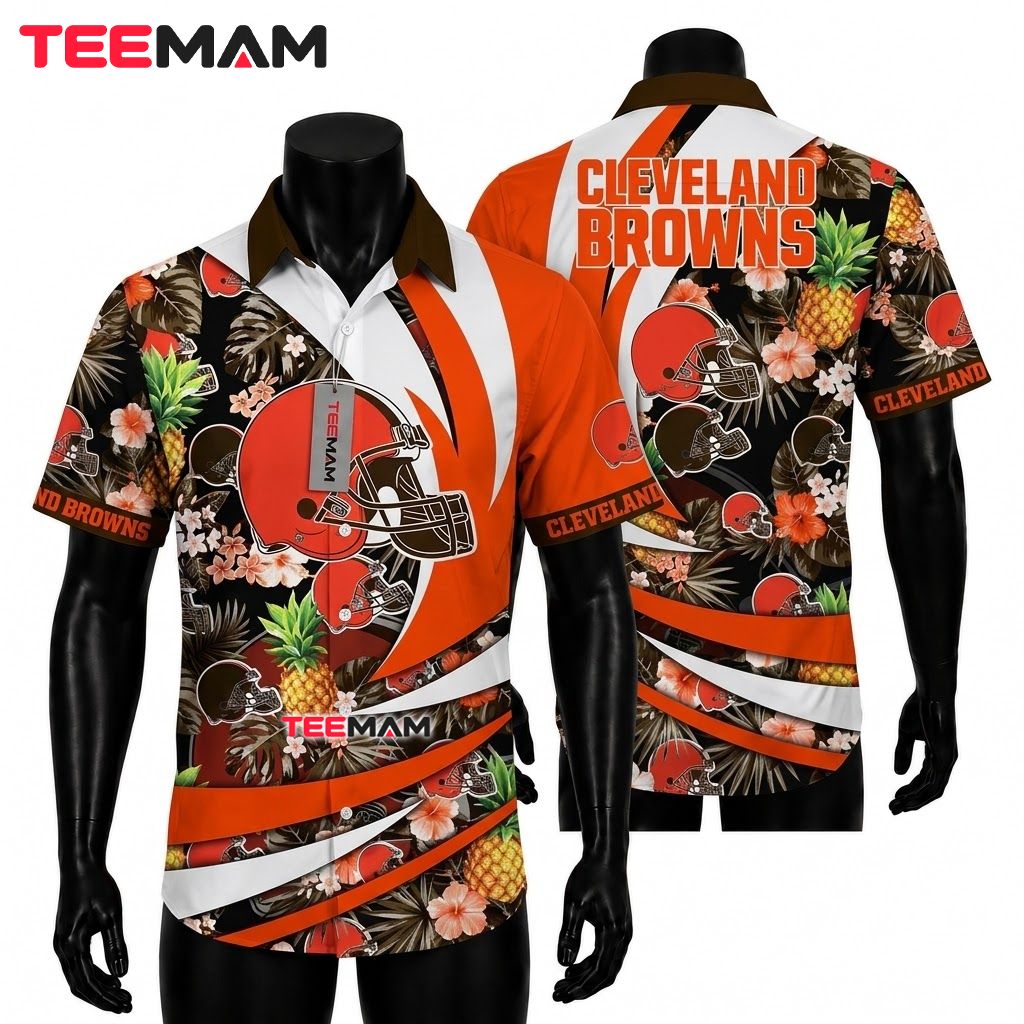 Cleveland Browns Hawaiian Shirt Pineapple Hibiscus Front