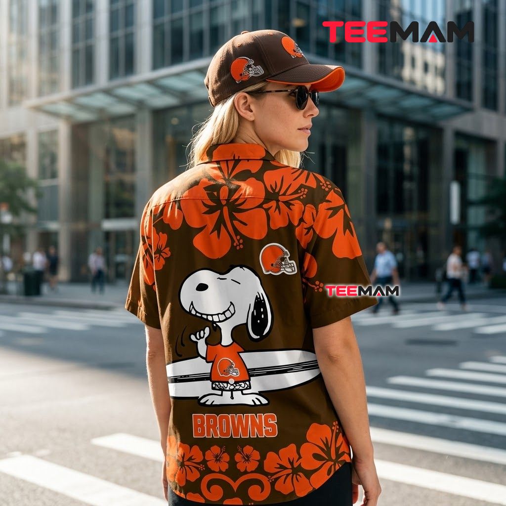 Cleveland Browns Hawaiian Shirt Snoopy Surfing Version 3 Cleveland Browns Hawaiian Shirt Snoopy Surfing Version 3