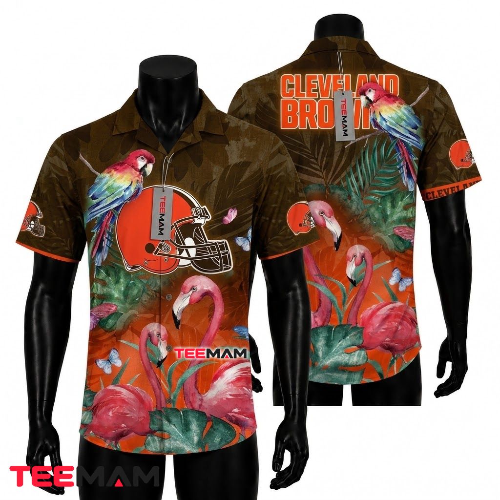 Cleveland Browns Tropical Shirt Flamingo Parrot Front