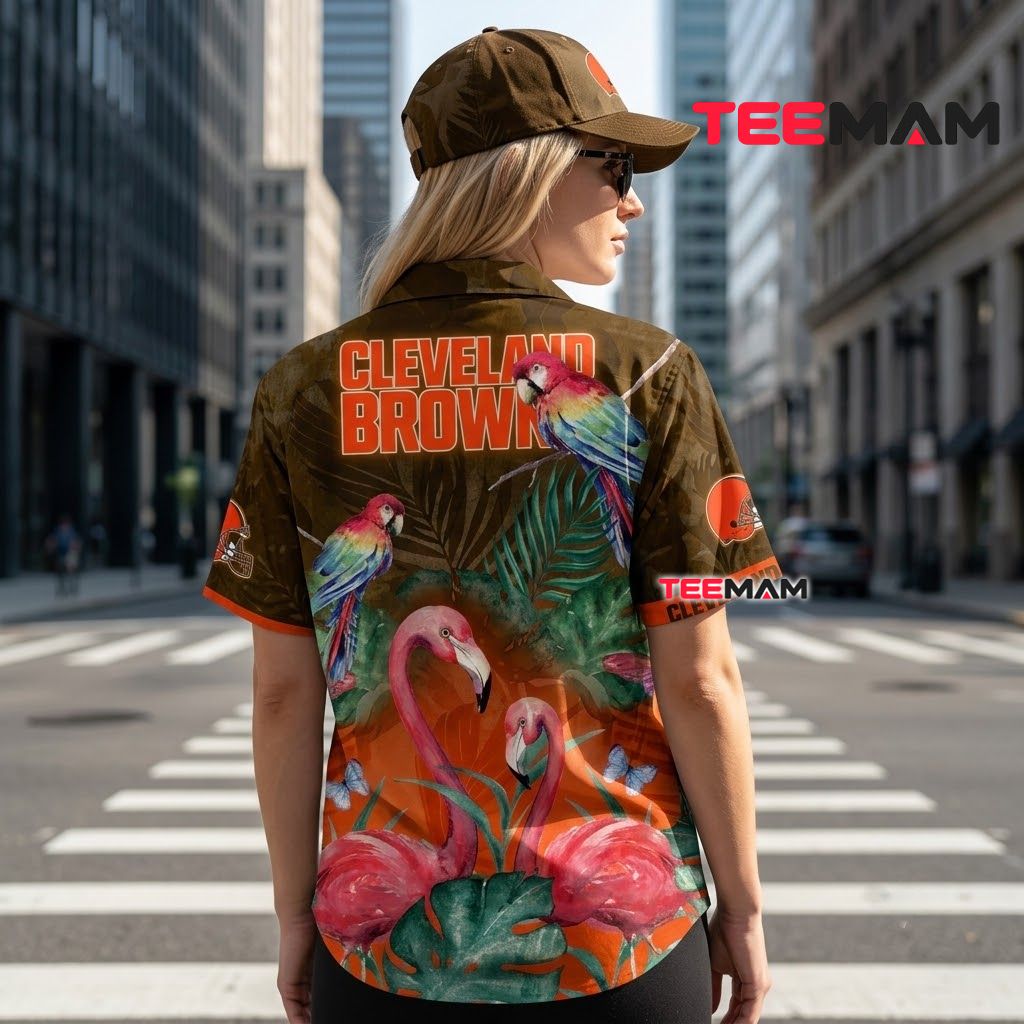 Cleveland Browns Tropical Shirt Flamingo Parrot Version 3 Cleveland Browns Tropical Shirt Flamingo Parrot Version 3