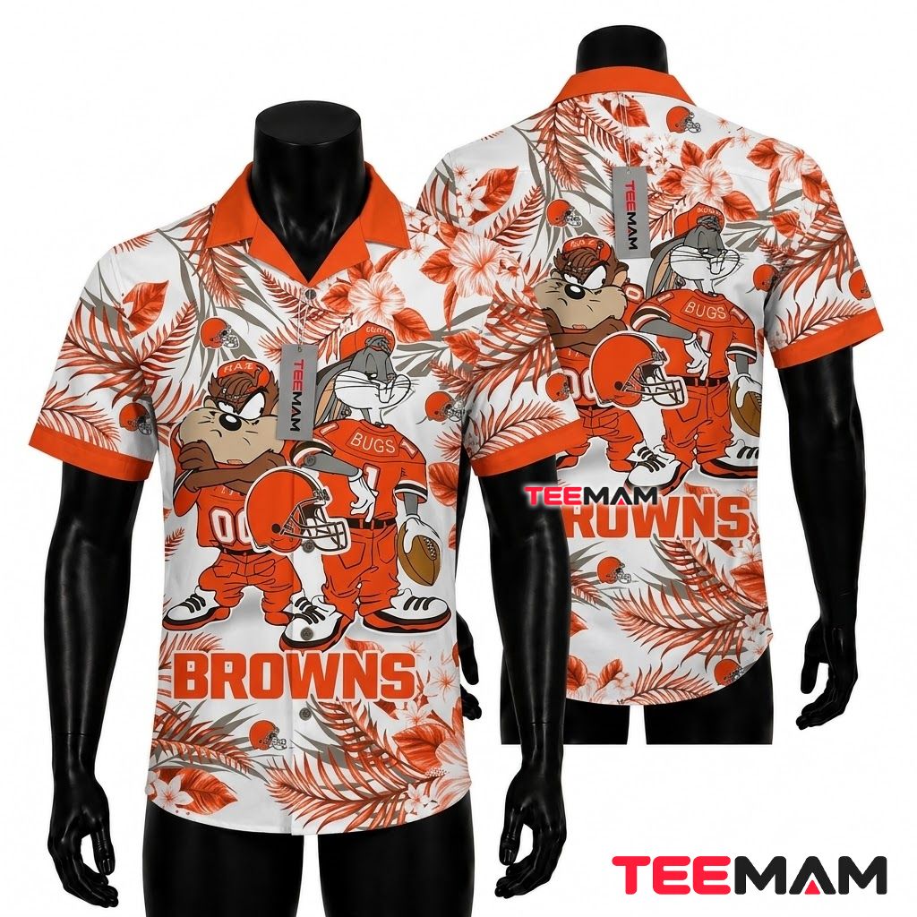 Cleveland Browns Tropical Shirt Taz And Bugs Front