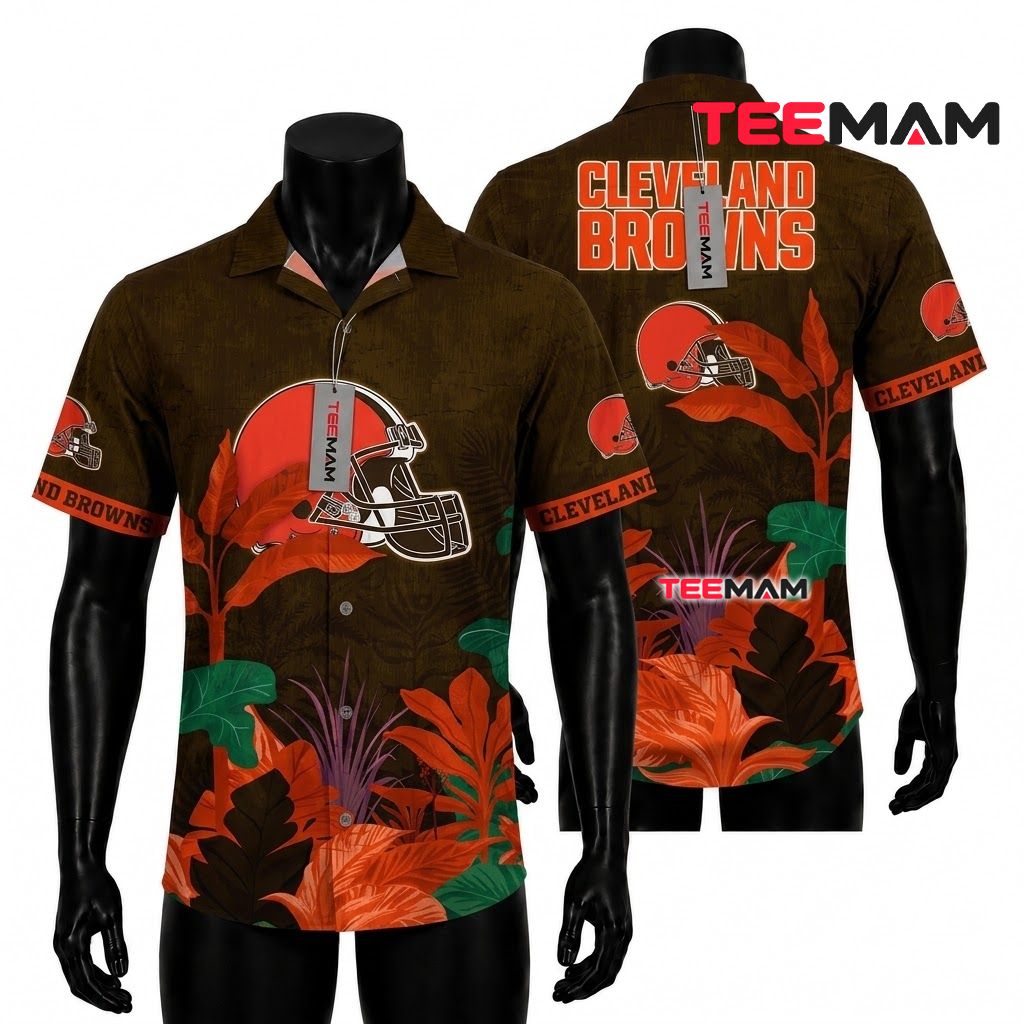 Cleveland Browns Tropical Shirt Tropical Floral Front