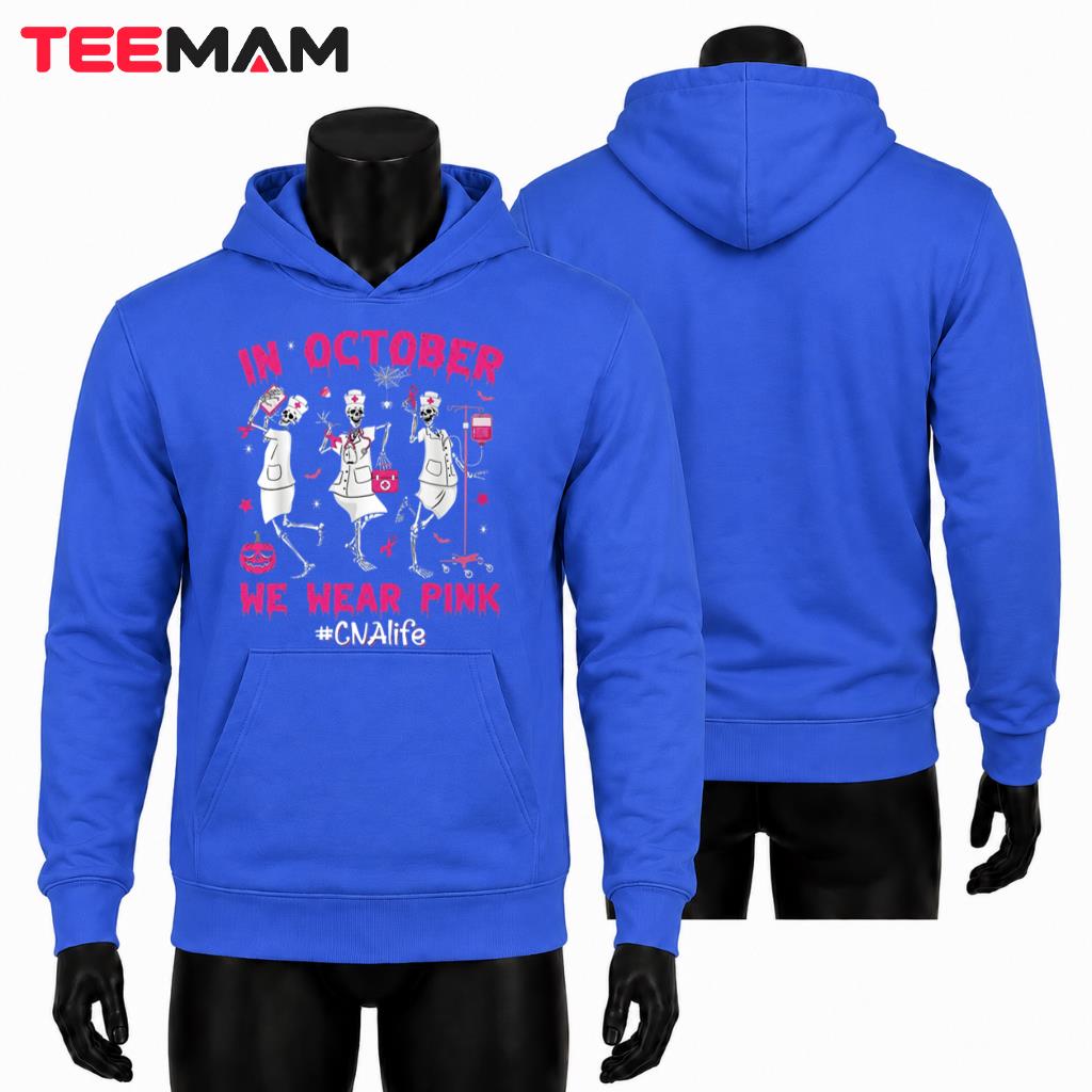 CNA Breast Cancer Awareness Hoodie Skeleton Nurse Halloween CNA Breast Cancer Awareness Hoodie Skeleton Nurse Halloween