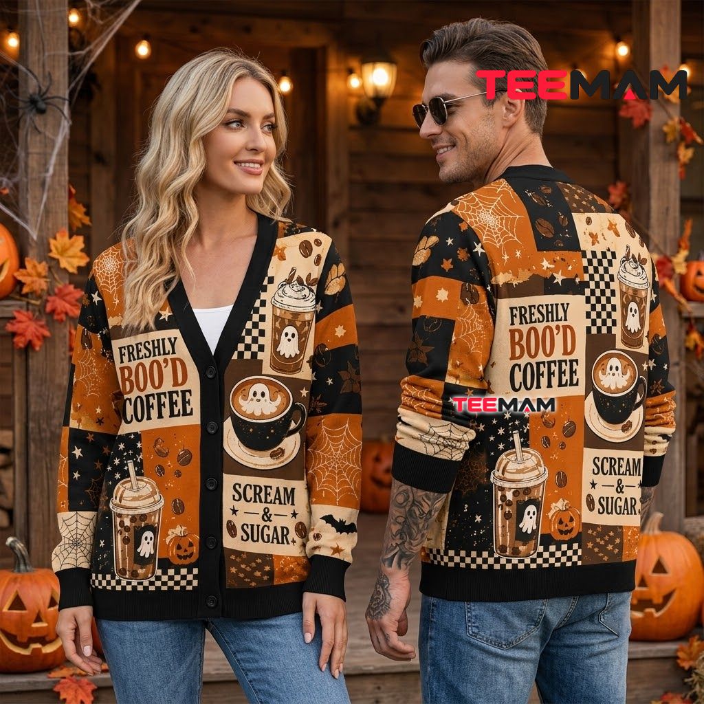 Coffee Halloween Cardigan Boo Ghost Latte 2 Coffee Halloween Cardigan Boo Ghost Latte 2