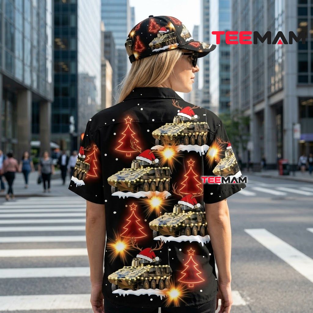 Cool Christmas Hawaiian Shirt Military Tank Armored Vehicle Black Version 3 Cool Christmas Hawaiian Shirt Military Tank Armored Vehicle Black Version 3