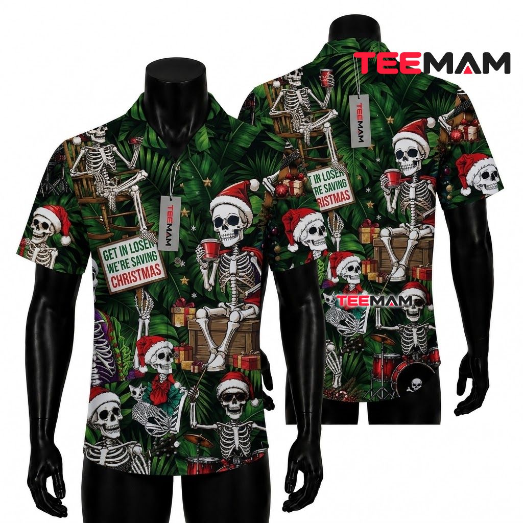 Cool Christmas Hawaiian Shirt Motorcycle Biker Santa Beach Beige