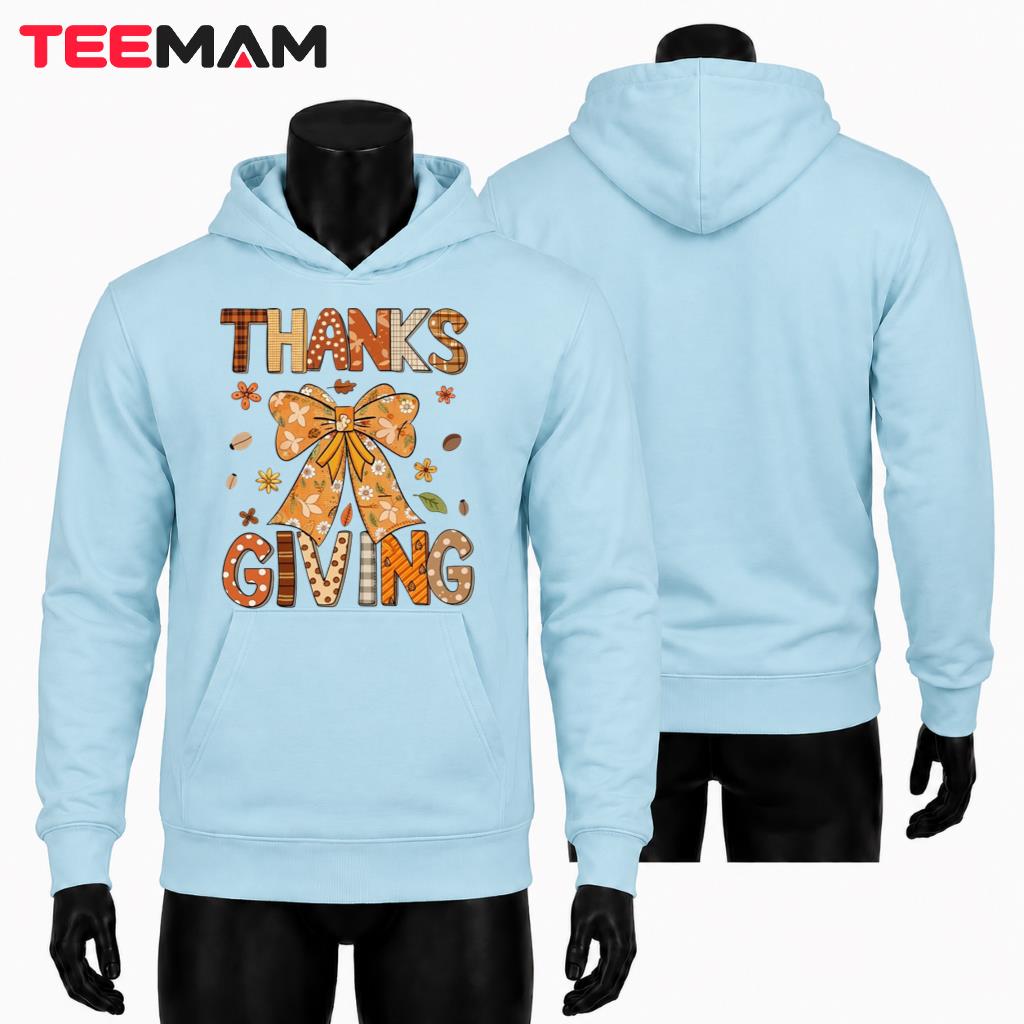 Coquette Bow Thanksgiving Hoodie Plaid Autumn Floral Coquette Bow Thanksgiving Hoodie Plaid Autumn Floral