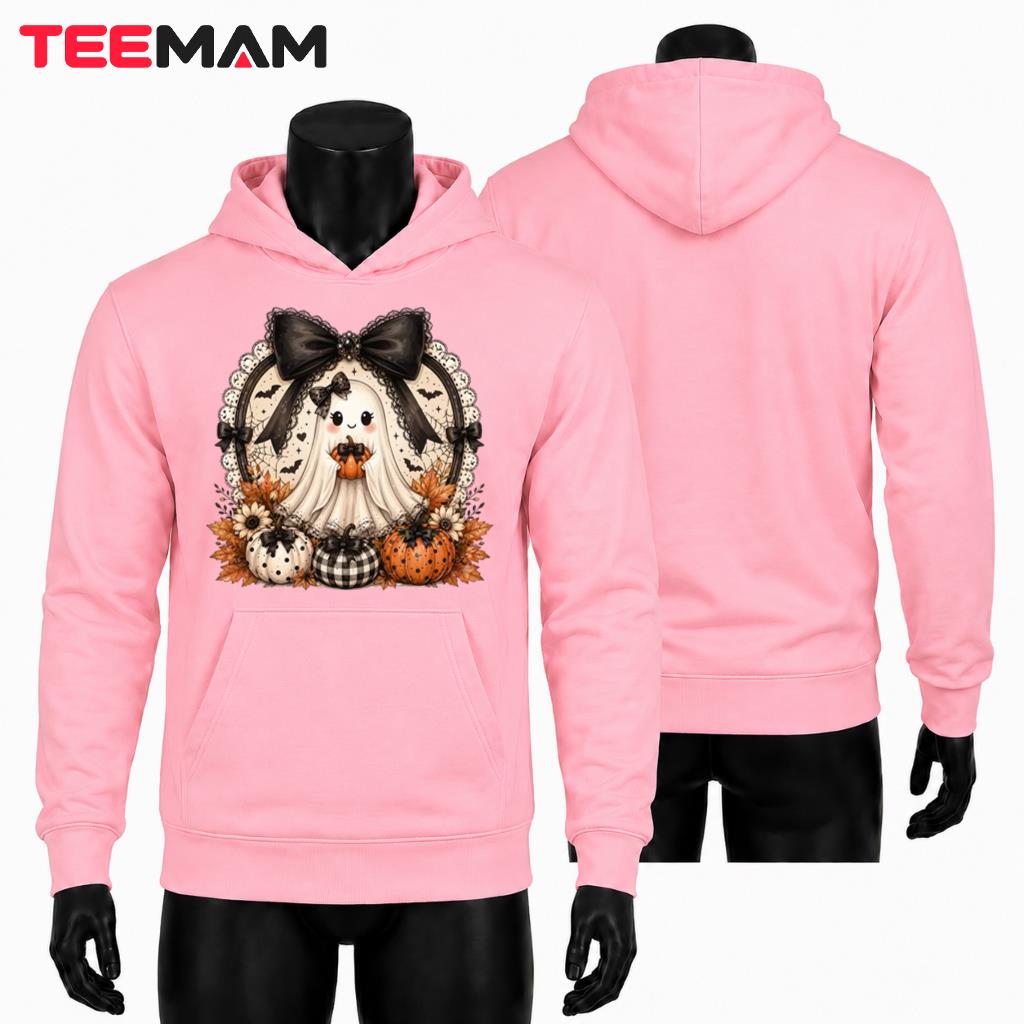 Coquette Ghost Halloween Hoodie Cute Bow Pumpkin Floral Coquette Ghost Halloween Hoodie Cute Bow Pumpkin Floral